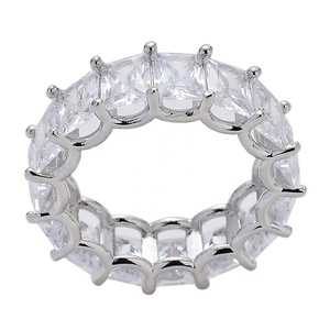 Anelli <span class=keywords><strong>Eternity</strong></span> Hip Hop in Ottone Placcato Oro e Rodio con Zirconi Cubici Creati in Laboratorio, Gioielli alla Moda per Uomo e Donna, Regalo Trendy con Pietre Incastonate - Product Image 5