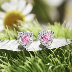 Dylam New Arrival Hypoallergenic Nickel Free 925 Sterling <b>Silver</b> Heart Shape Kid Children Pink Heart CZ Zirconia <b>Stud</b> Earrings - Product Image 4
