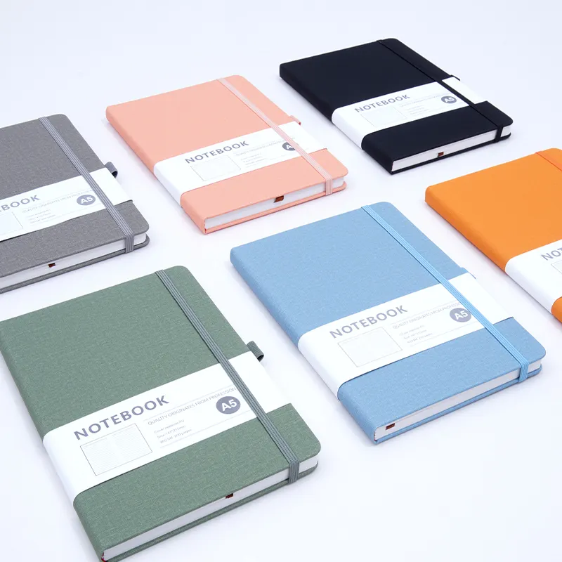 Promoção barata diário diário planejador logotipo personalizado capa de linho tecido linho caderno personalizável para estudantes