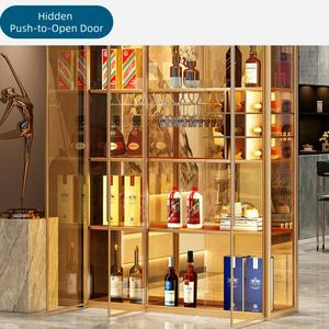 Vitrina de Vidrio LED para Licores, Marco de Aluminio, Vidrio a Prueba de Explosiones, 2/3 Puertas, Mueble de Almacenamiento para <span class=keywords><strong>Bar</strong></span>, para Sala de Estar - Product Image 5