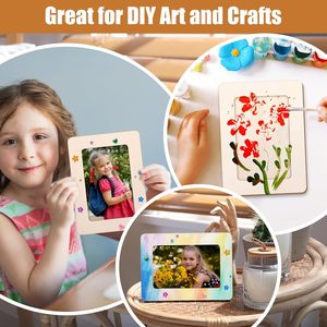 Cornici Rettangolari in Legno per <span class=keywords><strong>Foto</strong></span>, Stile Classico <span class=keywords><strong>con</strong></span> Finitura Naturale per Esposizione su Scrivania, Ideali per Artigianato e Immagini - Product Image 5