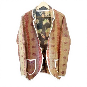 Blazer con Patrón Geométrico Tejido, Cuello Camisero, Manga Larga, Botón Único, Chaqueta de Otoño para Mujer, Forro 100% Algodón - Product Image 1