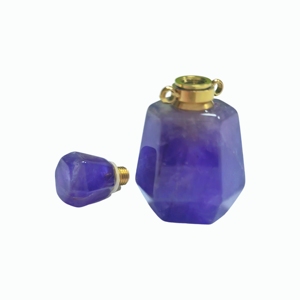 Amethyst Hollow Gem Vial Hand Polished Crystal Bottle for Essential Oil Storage Necklace Pendant Gift Ornament - Product Image 3