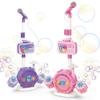 Nouveau modèle 2026 : Machine à bulles avec haut-parleur, jouet d'été pour faire des bulles, avec musique, éclairage et ensemble de micros de batterie jazz pour enfants