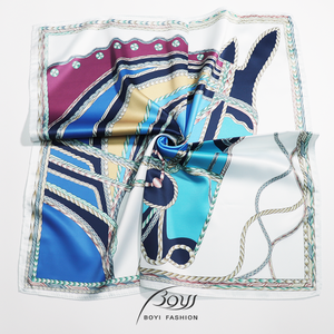 ผ้าพันคอทรงสี่เหลี่ยมมีลวดลายหัวม้าสำหรับผู้ใหญ่อุปกรณ์เสริมแฟชั่นทำจากโพลีเอสเตอร์ออกแบบได้ตามต้องการ - Product Image 1