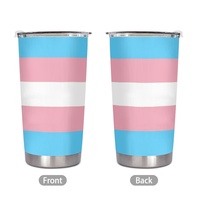 Gobelet isotherme en acier inoxydable de 20 oz, thème arc-en-ciel transgenre personnalisé, pour la conduite quotidienne sur autoroute et le camping en montagne