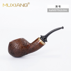 Muxiang Wooden Tobacco Pipe Bent Type Handmade Solid Briar Wood With Vulcanized Rubber Mouthpiece - Product Image 1