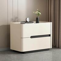 Table de chevet minimaliste moderne à coins arrondis, 2 tiroirs, meuble de rangement gris pour chambre à coucher, armoire d'appoint