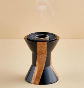 Estuche para incienso tradicional hecho a mano de madera y resina con tapa para la recolección y almacenamiento de cenizas. - Product Image 2