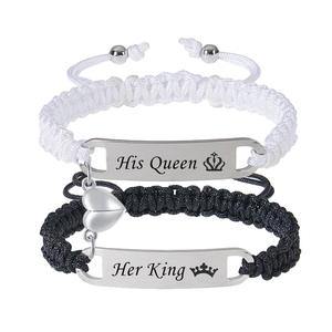 Queen & King Roestvrij Staal Id Charme Lange Afstand Paar Armbanden Aanpassen Logo Matching Macrame Armband Voor Mannen Vrouwen - Product Image 1