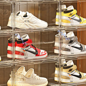 Wantransparent şeffaf ayakkabı kutusu plastik PET ayakkabı organizatörü İstistackable temiz ayakkabı ayakkabı organizatörü ile mıknatıslı kapı - Product Image 3