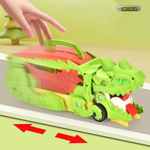Camion de transport de voitures de dinosaures avec pliable se transforme en animaux <span class=keywords><strong>T</strong></span>-<span class=keywords><strong>rex</strong></span> debout avec jouet moulé sous pression - Product Image 3
