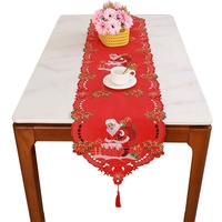 Nappe de Noël américaine transfrontalière, chemin de table en gaze de coton, motif Père Noël personnalisé, dessin animé, bande longue créative