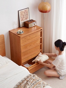 <span class=keywords><strong>Commode</strong></span> étroite à 5 <span class=keywords><strong>tiroirs</strong></span> <span class=keywords><strong>en</strong></span> chêne massif, style moderne minimaliste, avec <span class=keywords><strong>tiroirs</strong></span> cannelés et pieds coniques, pour chambre à coucher - Product Image 2