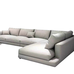 Juego de sofás seccionales grises en forma de L de bajo impuesto, <span class=keywords><strong>muebles</strong></span> de comedor para sala de estar con materiales de madera y tela para hoteles - Product Image 2