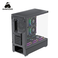 Gabinete Gaming AntarcChill Black E-ATX Panorámico de Doble Cámara con Separación Superior e Inferior, Compatible con Radiador de 360, USB 3.0, OEM