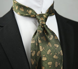 男士奢华100% 涤纶8厘米热卖绣花花棕色藏青色透气耐用环保定制领带 - Product Image 2