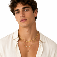 Collier H&C en acier inoxydable plaqué or 18 carats, trois couches, étanche, inaltérable, bijoux de mode superposés pour femme
