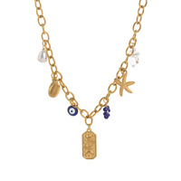 Collier pendentif émail coloré chaîne en or avec coeur étoile de mer fleur bijoux de charme pour les femmes fête