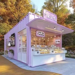 Kiosco de Comida Metálico Portátil Milk Tea Paradise, Dispensador de Bebidas Rectangular de Grado Comercial, Uso en Exteriores - Product Image 1