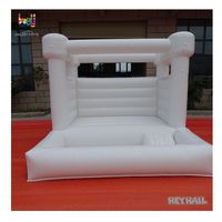 Château gonflable Heyhail moderne 8x8 mini blanc 13x13 pieds, piscine à balles et toboggan, en bâche PVC de qualité commerciale
