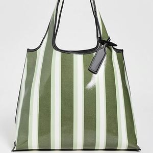 Coated Canvas Striped Summer Open Tote <b>Bag</b> Custom DIY Travel <b>Beach</b> Handbag Women Shopping Cotton Shoulder <b>Bags</b> <b>Large</b> Dual Stripe - Product Image 1