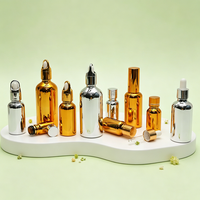 Flacons en verre électroplaqués or et argent, vides et rechargeables, pour huiles essentielles et parfums, avec bouchon à vis, 15ml, 30ml, 1oz, 60ml, 2oz