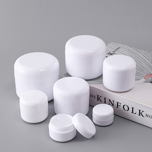 White Round <b>Plastic</b> Cosmetic <b>Jars</b> Snap Top Multi Size Portable Travel Set Injection Molding Facial Mask Packaging - Product Image 2