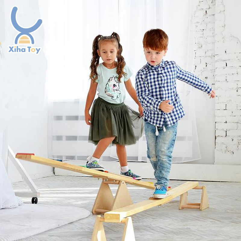 Деревянные радужные весы XIHA для детей, Монтессори с небольшим балансирующим лучом для малышей, для игр в тренажерном зале, детский баланс
