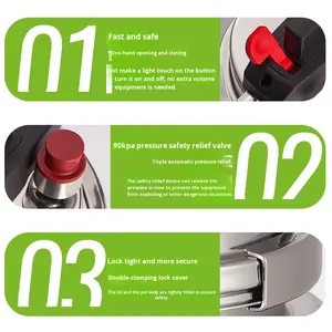 Cuisinière à pression en acier inoxydable 1,2 L Moderne Portable pour 1 à 2 personnes Camping Voiture Utilisation domestique Cuisinière à gaz Soupe Cuisson - Product Image 3