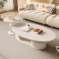 Table basse ovale en pierre frittée avec structure en fer, table d'appoint pour petit salon, mobilier de maison