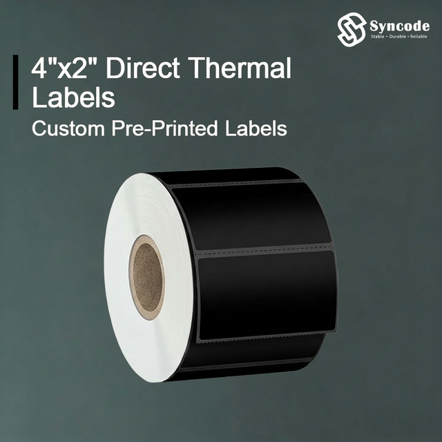 4x2 Black Thermal Color Label Roll Perforated Self Adhesive Pre-Printed Sticker Compatible Zebra ZP450 GK420D Label Printer