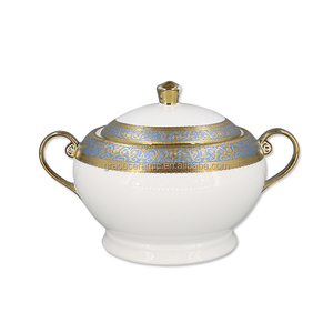 中東市場食器ゴールドボーンチャイナ磁器食器ホワイトゴールド食器セットディナーセット72 pcsラグジュアリー - Product Image 2