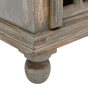 Comodino in Legno Grigio Antico con Anta Intagliata e Vano Portaoggetti per Camera da Letto - Product Image 3