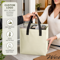 Sac isotherme écologique beige robuste, auto-adhésif, imperméable, avec logo personnalisé en gros, sac à lunch de haute qualité