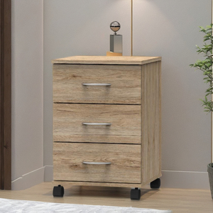 FURNIZONE Modern Contemporary Oak Finish 3-<b>Drawer</b> Mobile Storage Cabinet (Model 1474) - Product Image 1