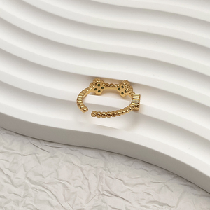 Alla moda oro placcato gemma di gioielli di colore brillante zircone cubico decorato a forma di cuore regolabile anelli per le donne - Product Image 4