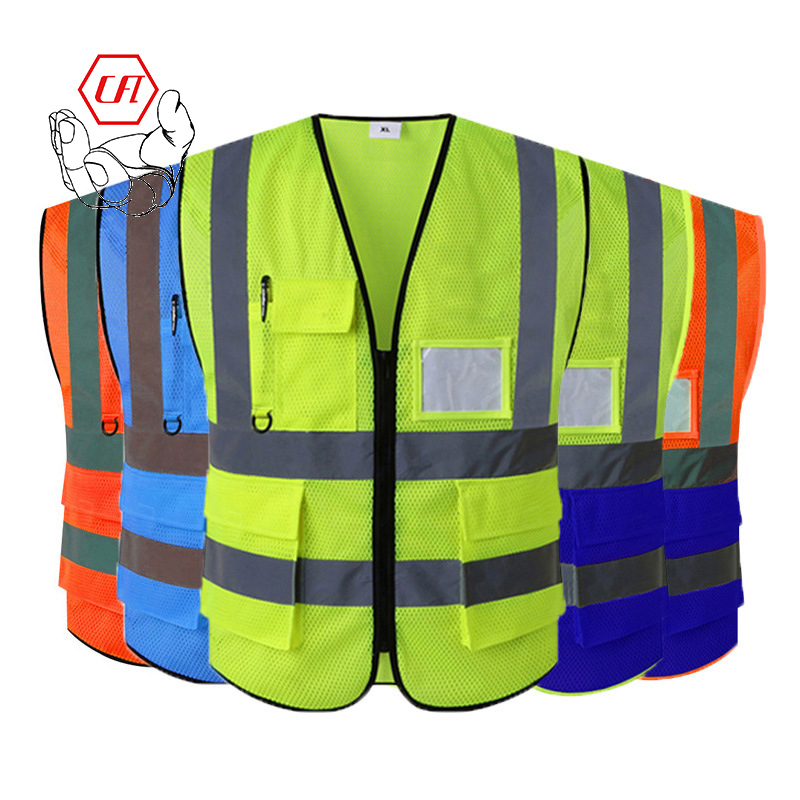 Tela de malla personalizada para correr, chaleco reflectante de seguridad para carretera y tráfico, 120gsm