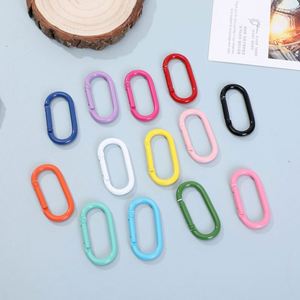 Wholesale High Quality Metal Keychain Oval <b>Ring</b> Spring Buckle DIY Accessories Colorful Carabiner Pendant for <b>Bag</b> Decor - Product Image 1