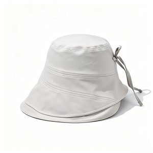 Chapeau de soleil à large bord gris clair pour femmes, UPF 50+, séchage rapide, chapeau seau réglable avec nœud papillon - Product Image 4