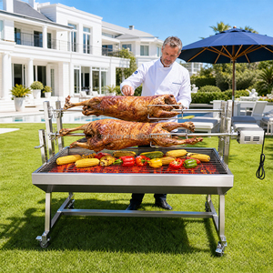 เตาบาร์บีคิวแบบหมุนย่างสองชั้นสำหรับแกะและหมู ใช้ถ่าน สำหรับย่างกลางแจ้ง - Product Image 4