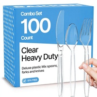 Ensemble de couverts jetables 100 pièces, fourchettes, couteaux, cuillères, en plastique résistant, sans BPA, de qualité alimentaire, résistant à la chaleur