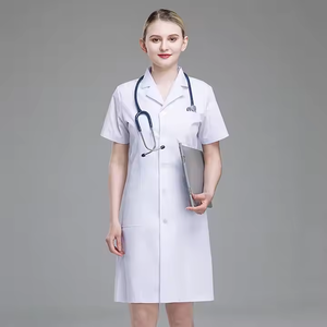 Logo Oem di alta qualità personalizzato manica lunga manica corta cotone medico medico ospedale donna <span class=keywords><strong>camice</strong></span> bianco da laboratorio - Product Image 3