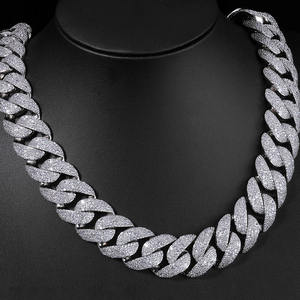 NUOYA-Collar de diamantes de circonita helada para hombre y mujer, cadena cubana con hebilla curvada de lujo, 22mm, joyería de hip hop - Product Image 2