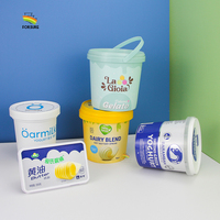 Recyclable dans le moule imprimé gobelet en plastique jetable boîtes en plastique d'injection IML seau à biscuits en plastique dur congelé PP tasse de yaourt