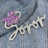 Nouvelle Arrivée Broche en strass SOROR motif fleur violette Delta, pour membre de sororité, style Diva, épinglette de revers