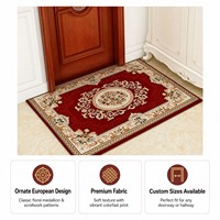 Tapis de sol en fibres synthétiques, style européen, motif de plantes et de fleurs méditerranéennes, antidérapant, insonorisant, paillasson