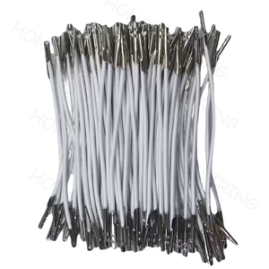 <span class=keywords><strong>Cordon</strong></span> élastique tressé en polyester <span class=keywords><strong>rond</strong></span> de 2 mm avec extrémité à barbillon métallique pour fermeture, longueur 10 cm - Product Image 1