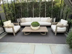 New Arrival Luxury Modern Teak Wood Patio Garden Sofa Sets Outdoor Furniture