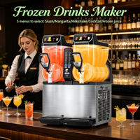 Machine à slush commerciale à 2 réservoirs 30L avec contrôle de température indépendant et panneau numérique, pour boissons glacées, idéale pour les fêtes en extérieur et les restaurants